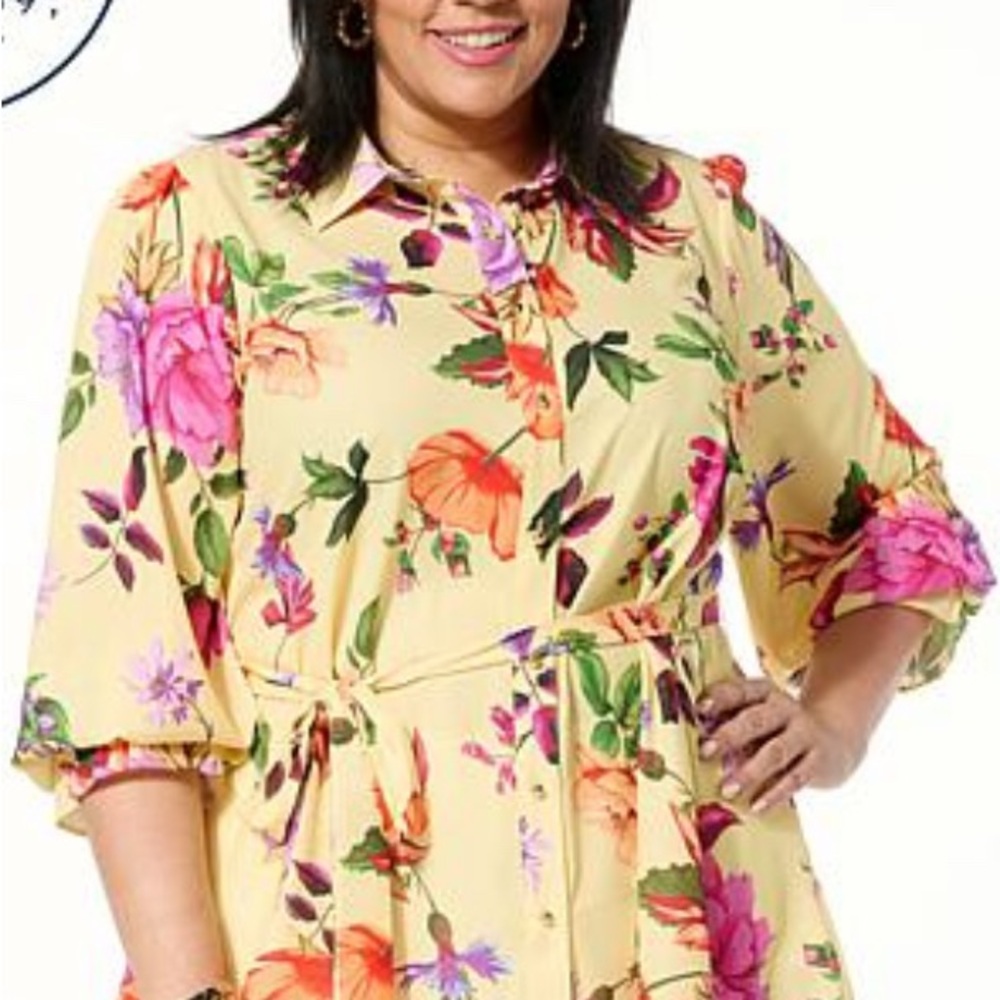 IMAN Floral Women's Top - Yellow with Multicolor Design NWOT - Picture 3 of 8
